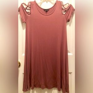 Try This Womens Sz S Dress Cold Shoulder Stretch Mauve